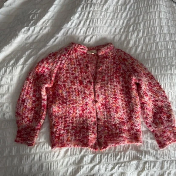 Sezane Emile cardigan multicolored pink orange alpaca wool blend sweater - Picture 3 of 14